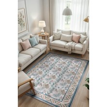 Homshtag Iskandinav Oda Dekoru Temalı Pastel Renkli Çiçekli Oturma Odası Halısı, Yıkanabilir Deniz Evi Tarzı Halı