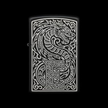 Alsepeteavm Zippo Ejderha Figürlü E Harfli Tasarım - V57