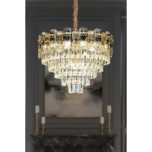 Ünal Aydınlatma Artemis Gold 60 cm Kristal Avize – Salon ve Oturma Odası