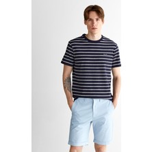 Gant Erkek Lacivert Regular Fit Bisiklet Yaka Çizgili T-Shirt 2003326.433