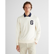Gant Erkek Krem Regular Fit Bisiklet Yaka Logolu Sweatshirt 2067062.130