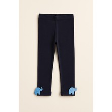Katia & Bony Çocuk Fil Aksesuarlı Pamuklu Tayt Pantolon Lacivert