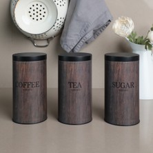 Sarkap Vakumlu Kapaklı 1 L 3'lü Metal Saklama Kabı Seti - Maun  90x160 mm