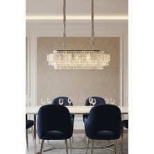 Ünal Aydınlatma Cristalin Krom 90 cm Kristal Taşlı Modern Avize – Yemek Masası ve Salon