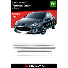 S-Dizayn Peugeot 407 Krom Yan Kapı Çıtası 4 Prç 2004-2010
