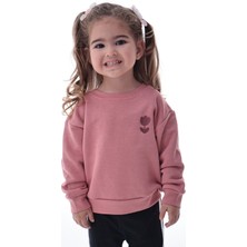 CQCQ Pembe Renkli Pamuklu Kız Çocuk 3 İplik Sweatshirt – %100 Pamuk Rahat Kesim