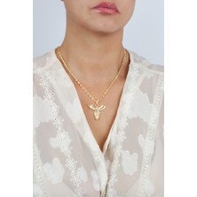 Liveyn Design Ince Pirinç Zincir Gold Kaplama Anka Kuş Uçlu Kolye