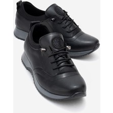 Ccway Lastikli Taşlı Streçli Kadın Günlük Ayakkabı Siyah Cilt