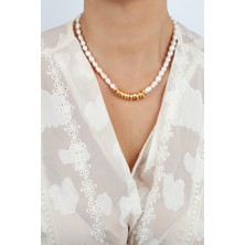 Liveyn Design Gold Detay Gerçek Doğal Su Incisi Kolye