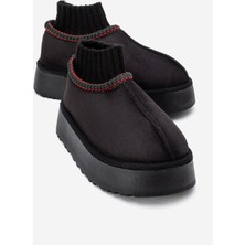 Ccway Kalın Tabanlı Mini Çoraplı Bot SİYAH