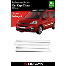 S-Dizayn Citroen Berlingo Krom Yan Kapı Çıtası 4 Prç 2008-2018