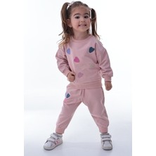 CQCQ Kız Çocuk Pamuklu 2 İplik Eşofman Takımı – %100 Pamuk Kalpli Model