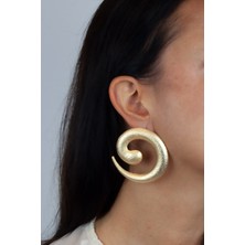 Liveyn Design Büyük Spiral Form Gold Metal Küpe