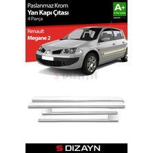 S-Dizayn Renault Megane 2 Krom Yan Kapı Çıtası 4 Prç 2006-2010