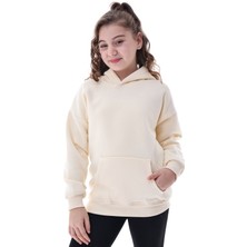 CQCQ Unisex Çocuk Kapüşonlu Şardonlu Sweatshirt 5-14 Yaş Oversize Günlük Spor Sarı