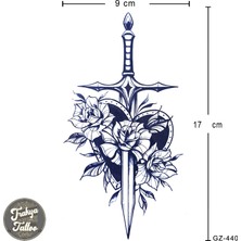 Trakya Tattoo Yarı Kalıcı Dövme Kılıç Gül ve Kalp Geçici Yarım Kol Dövme