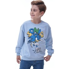 CQCQ Sonic Baskılı Erkek Çocuk 3 İplik Sweatshirt Gamer Oyun Temalı Rahat Ve Konforlu