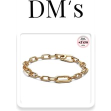 DMs Silver Ince Me Gold Zincirli Gümüş Bileklik