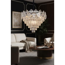 Ünal Aydınlatma Emir Krom 50 cm Kristal Taşlı Modern Avize – Salon ve Oturma Odası