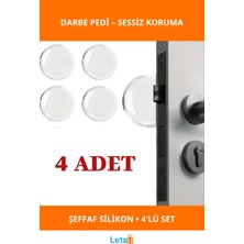 Letsii Şeffaf Silikon Kapı Durdurucu Darbe Pedi 4'lü Set 3x3 cm