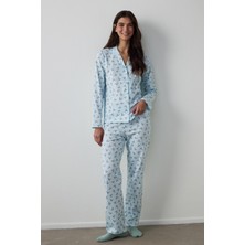 Penti Açık Mavi Merry Gömlek Yaka Pamuklu Pijama Takımı