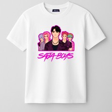 Mixxi Fashion Kpop Demon Hunters Saja Boys Kısa Kollu Baskılı Kız Çocuk Tişört (4-13 Yaş)