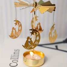Dekoratif Dönen Mumluk Mum Isısıyla Dönen Gold Metal Ev Dekoru