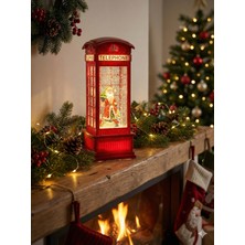 Kalyonix Kırmızı Işıklı Telefon Kulübesi Kar Küresi / Müzikli Noel Dekoru
