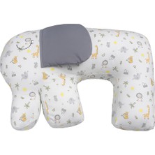 NGN Collection Safari Desenli Fil Emzirme ve Hamile Yastığı – Çıkarılabilir Fermuarlı Kılıf, Bebek Oturma Desteği