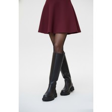 Fox Shoes V973222209 Siyah Kalın Tabanlı Kadın Binici Çizmesi