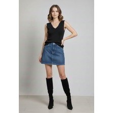 Kapshon Kadın  Triko Kolsuz Asklı Bluz