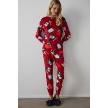 Penti Kırmızı Penguen Desenli  Termal Etkili Pijama Takımı