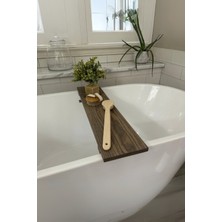 Ahşap Küvet Üstü Sehpa Ceviz Renk Banyo Keyfi Tepsisi