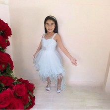 Ahsenim Bebe Kemer Tokalı Kuyruklu Kız Çocuk Abiye Elbise 5-10 Yaş