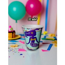 32 Adet Denizkızı Temalı Bardak - Doğum Günü Parti ve Eğlenceli Etkinlikler Için