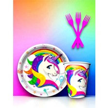 24 Kişilik Unicorn Temalı Tek Kullanımlık Servis Seti