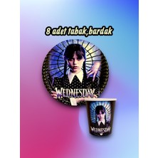 8 Kişilik Wednesday Temalı Parti Seti - Doğum Günü ve Özel Kutlamalar Için