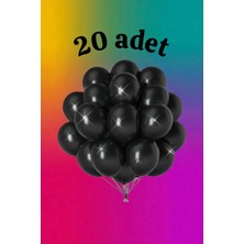 20 Adet Siyah Renk Balon Seti - Doğum Günü Parti ve Eğlenceli Etkinlikler Için