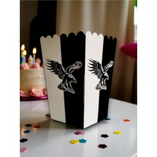 24 Kişilik Siyah Beyaz Taraftar Temalı Mısır Kutusu / Ikramlık Kutusu (24 Adet)