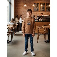 Zekids Erkek Çocuk Pamuklu Manzara Baskılı Ince Uzun Kollu Sweatshirt