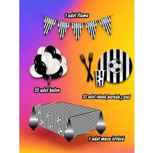 32 Kişilik Siyah Beyaz Temalı Mini Set - Doğum Günü Parti ve Eğlenceli Etkinlikler Için