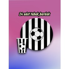 24 Kişilik Siyah Beyaz Taraftar Parti Seti - Doğum Günü ve Maç Günü Kutlamaları Için