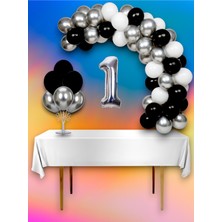 Siyah Beyaz Gold Konsept Doğum Günü Balon Kemer Mega Seti