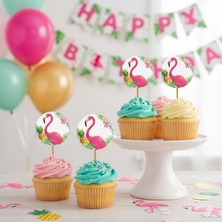 8 Adet Flamingo Temalı Kürdan Seti / Ikramlık Süsü (8 Adet)