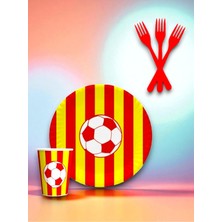 16 Kişilik Sarı Kırmızı Taraftar Temalı Tek Kullanımlık Servis Seti