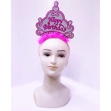 TE Dükkan Buğz Happy Birthday Neon Pembe Renk Doğum Günü Tacı 24X15 cm
