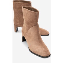 Luvi Nordy Toprak Süet Hakiki Deri Kadın Blok Topuklu Bot