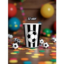 32 Adet Beyaz Siyah Temalı Bardak - Doğum Günü Parti ve Eğlenceli Etkinlikler Için