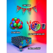 16 Kişilik Pijamask Temalı Mini Set - Doğum Günü Parti ve Eğlenceli Etkinlikler Için