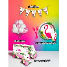 16 Kişilik Flamingo Temalı Mini Set - Doğum Günü Parti ve Eğlenceli Etkinlikler Için